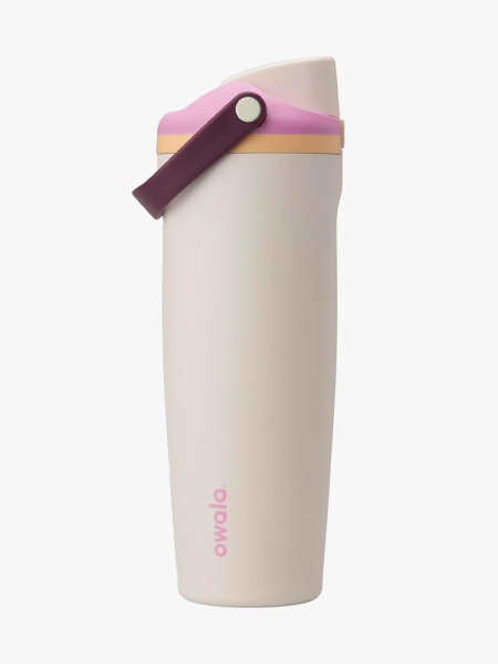 Owala FreeSip Sway Stainless Steel Water Bottle in branded component on a light gray background